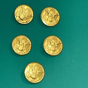Lot Of 5 Vintage Brass Military The Great Seal Button Waterbury Button Company
